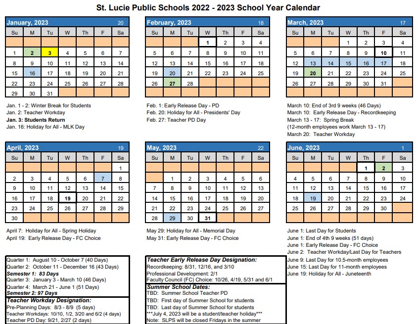 22 June SLC School Calendar 2023 2