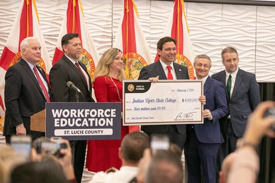 Governor Ron DeSantis stopped by Indian River State College to announce a 4 million dollar grant that will establish a ballistics safe glass manufacturing program at IRSC. 

"I am today pleased to be able to award a $4 million grant through the job growth grant fund to Indian River State College to create a new center for ballistics and emerging technology. And this is something that I think is right in our wheelhouse for as the state of Florida, because what the center is going to be able to do, students are going to learn skills they need to make ballistic assault barriers, including bulletproof glass walls and doors. So we're pride ourselves on being a law and order state. We've backed law enforcement across many different ways. Well, this is another way that we're doing this. I mean, to have a glass and a police cruiser that can actually withstand shots could be the difference between saving an officer's life or not."

Governor DeSantis